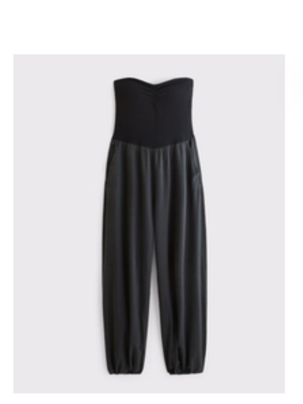Abercrombie & Fitch Black Strapless Jumpsuit with Elastic Ankles